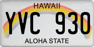 HI license plate YVC930