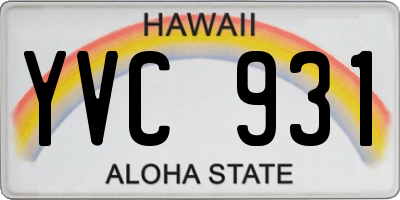 HI license plate YVC931