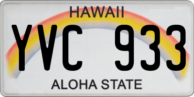 HI license plate YVC933