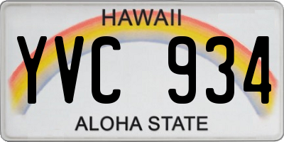 HI license plate YVC934