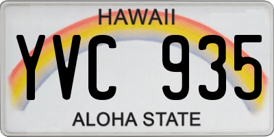 HI license plate YVC935