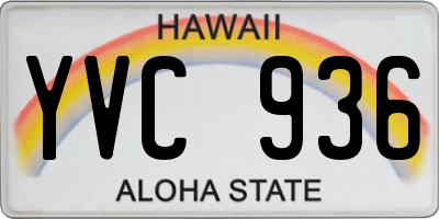 HI license plate YVC936