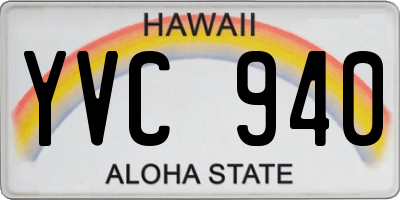 HI license plate YVC940
