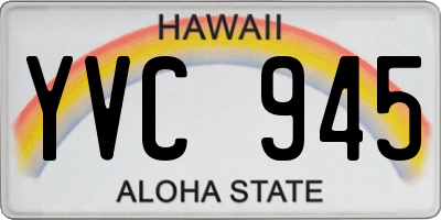 HI license plate YVC945