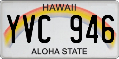HI license plate YVC946