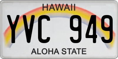 HI license plate YVC949