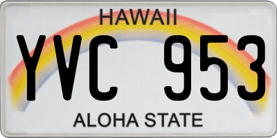 HI license plate YVC953