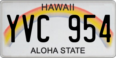 HI license plate YVC954