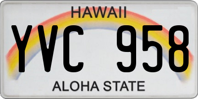 HI license plate YVC958