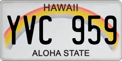 HI license plate YVC959