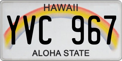 HI license plate YVC967