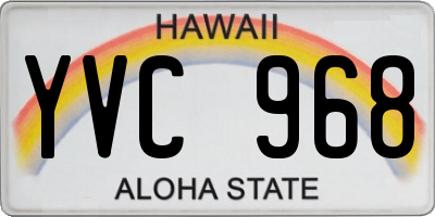 HI license plate YVC968