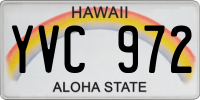 HI license plate YVC972