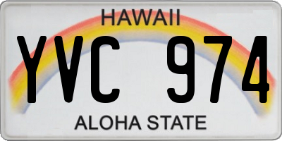 HI license plate YVC974