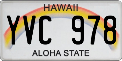 HI license plate YVC978