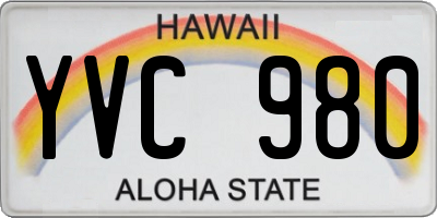 HI license plate YVC980