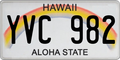 HI license plate YVC982