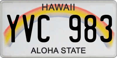 HI license plate YVC983