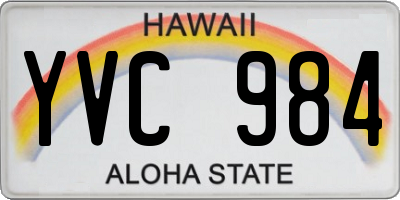 HI license plate YVC984