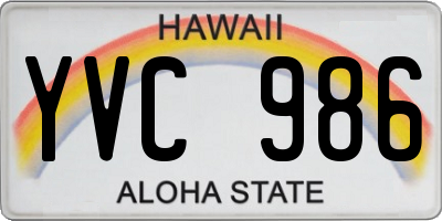 HI license plate YVC986