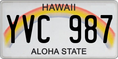 HI license plate YVC987
