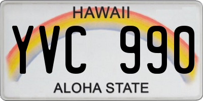 HI license plate YVC990