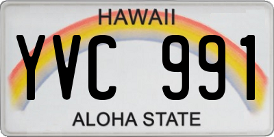 HI license plate YVC991