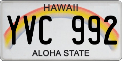 HI license plate YVC992