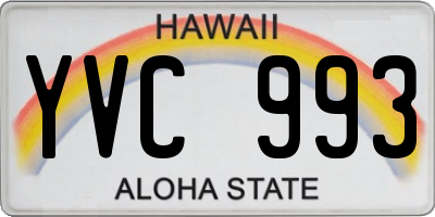 HI license plate YVC993