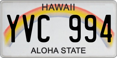 HI license plate YVC994