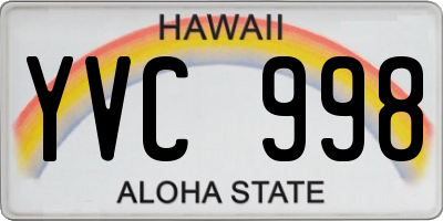 HI license plate YVC998