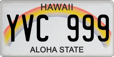 HI license plate YVC999