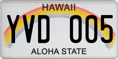 HI license plate YVD005