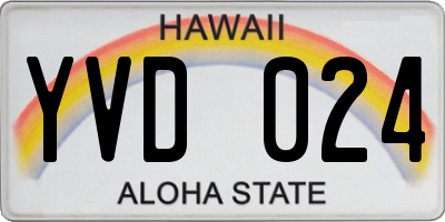 HI license plate YVD024