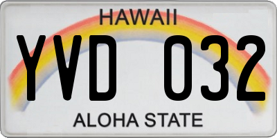 HI license plate YVD032