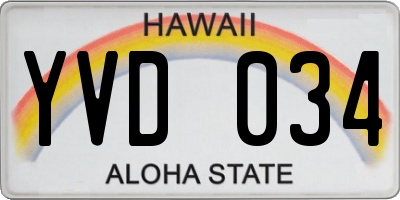 HI license plate YVD034