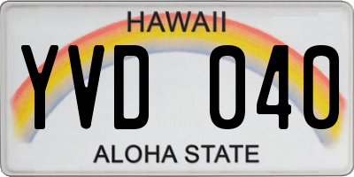HI license plate YVD040
