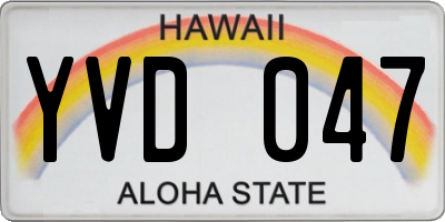HI license plate YVD047