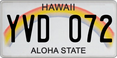 HI license plate YVD072