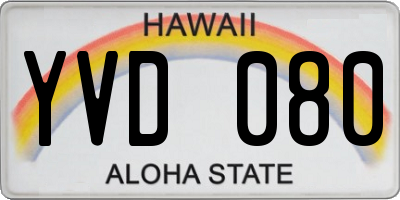 HI license plate YVD080