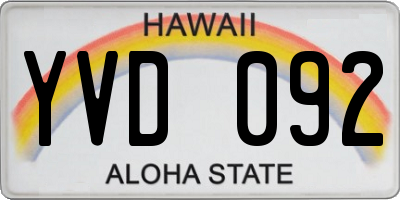 HI license plate YVD092