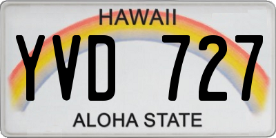 HI license plate YVD727