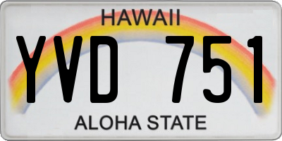 HI license plate YVD751