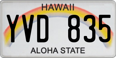 HI license plate YVD835