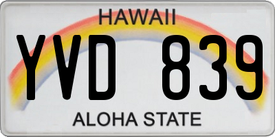 HI license plate YVD839