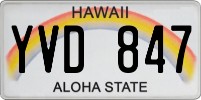 HI license plate YVD847