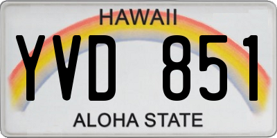 HI license plate YVD851