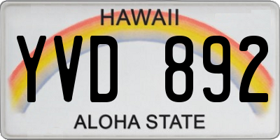 HI license plate YVD892