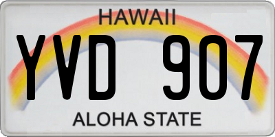 HI license plate YVD907