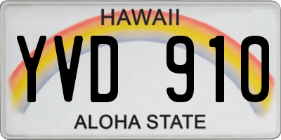 HI license plate YVD910